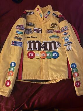 Chase Authentics Yellow M&M's Racing Style Kids Jacket with Red Accents